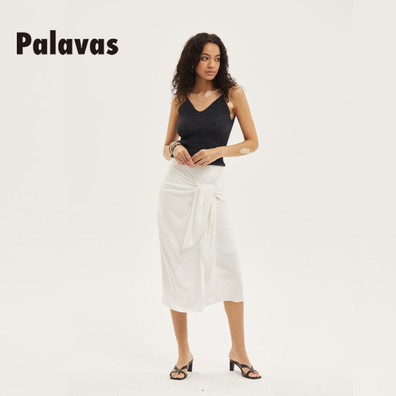 Palavas设计多变化围裹中长裙