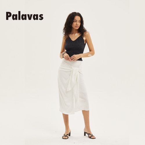 Palavas设计多变化围裹中长裙