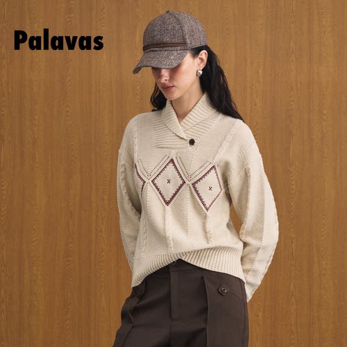 palavas索邦诗会针织上衣v型翻领