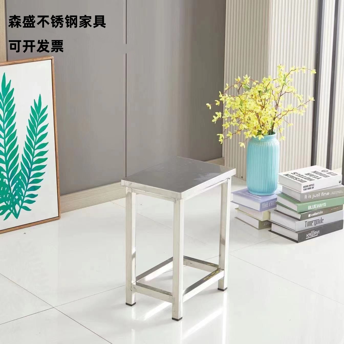 不锈钢方凳304不锈钢工作凳简约梯形凳子实验室无尘车间高凳定做