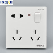 86型暗装 开关插座一开八孔家用安装 暗线盒多孔10A二三三插座面板