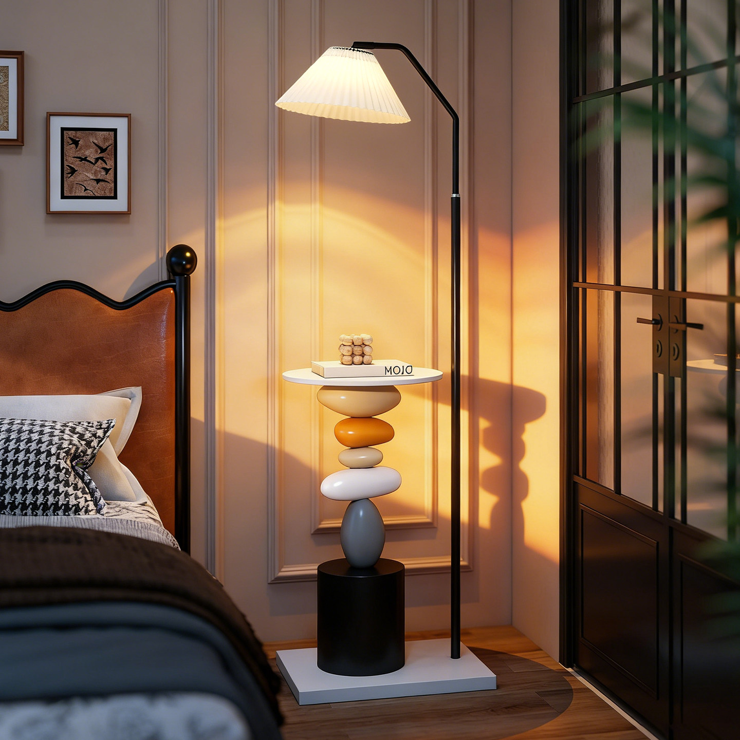 创意中古落地灯沙发旁边高级感客厅艺术装饰灯卧室床头柜台灯一体