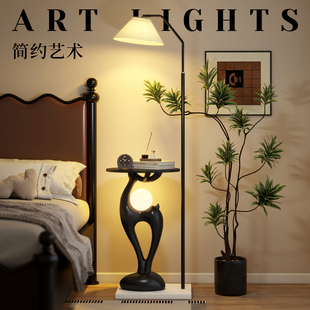 复古小鹿落地灯客厅沙发旁高级感艺术摆件中古风卧室床头置物台灯