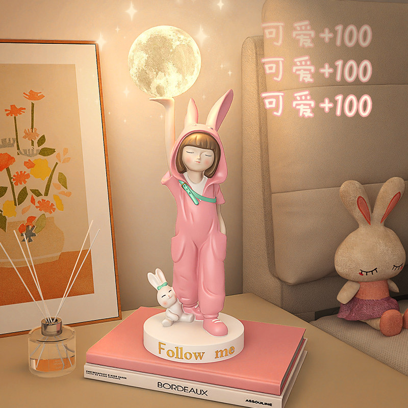 可爱兔子女孩小夜灯卧室护眼睡眠灯儿童新款台灯usb充电款床头灯,家装灯饰光源,装饰台灯,淘宝优惠券,粉丝福利购,淘宝优惠卷