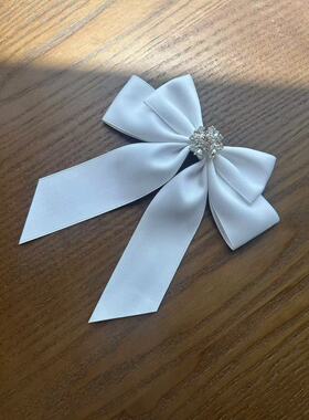 本白色复古水钻蝴蝶结领结胸针韩版衬衫衣领别针装饰气质女