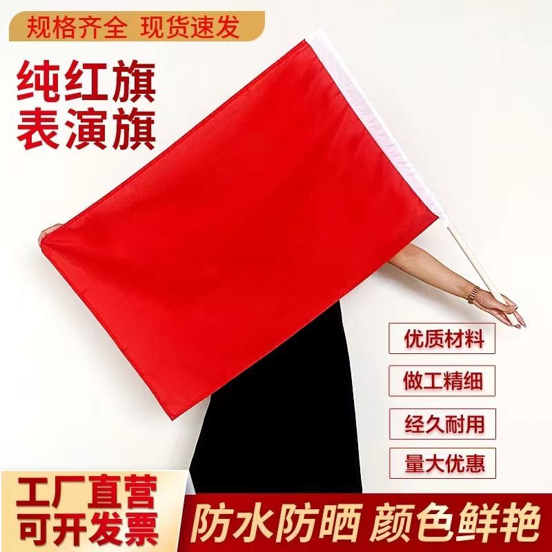 舞蹈红旗带杆小红旗手持红旗双面旗表演道具体操跳舞旗子演出旗子