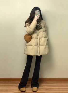 高级感韩系中长款羽绒棉服女款冬季连帽加厚保暖巨好看的冬装外套