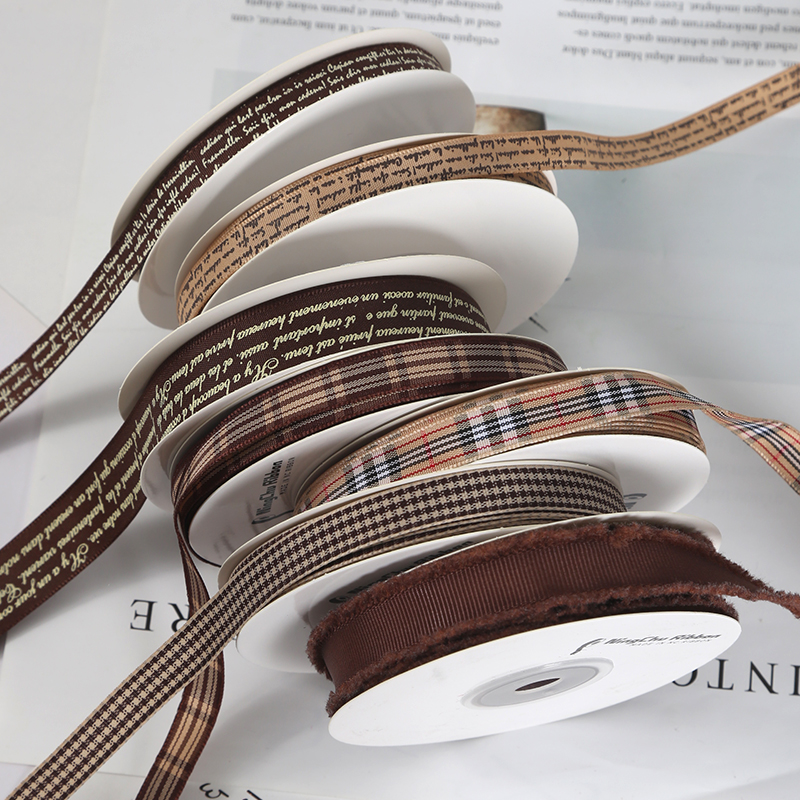 秋冬季美拉德系丝带鲜花礼物绑带花束蛋糕diy手工包装带织带彩带