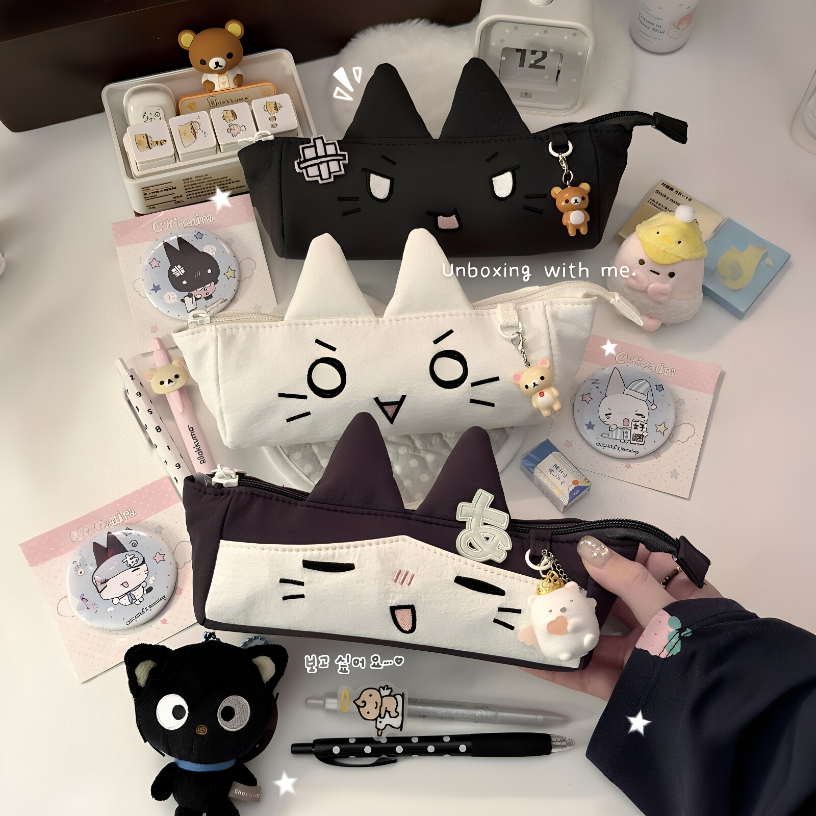 铅笔袋日系猫咪笔袋初中女生学