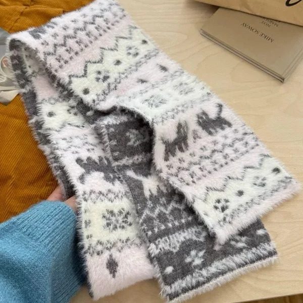 氛围感日系吉他猫貂毛双面针织