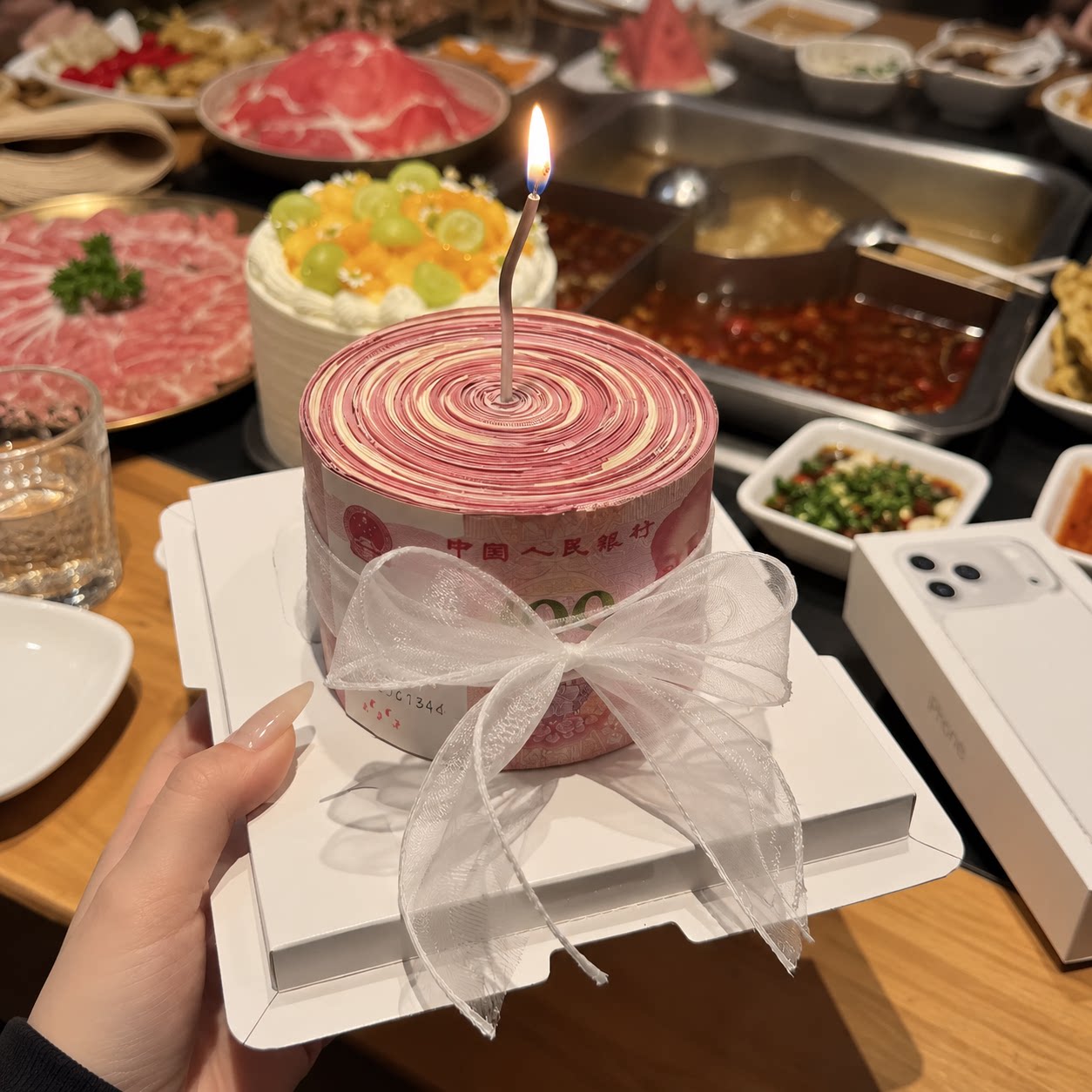 蝴蝶结钱币蛋糕装饰品摆件创意ins风纪念日惊喜礼物DIY蜡烛材料包
