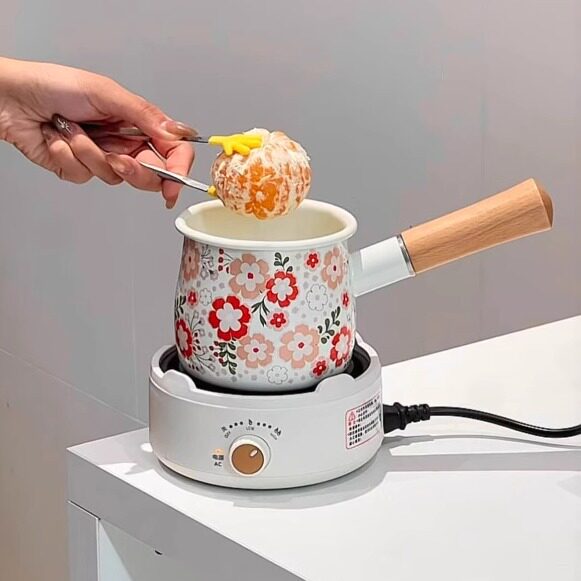 茶茶炉碎花搪瓷小奶锅家用室内多