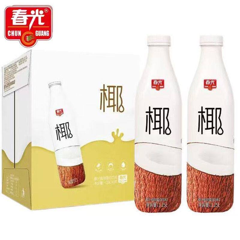 【新日期】春光椰汁椰奶椰子汁植物蛋白饮料1.25L大瓶整箱批发