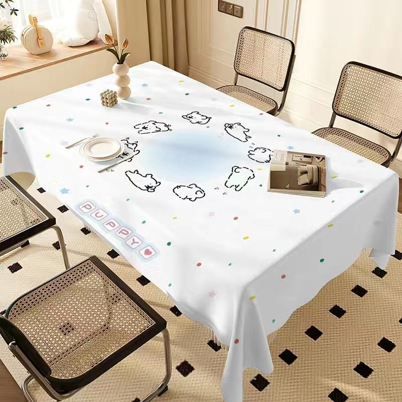 可爱线条小狗桌布免洗卡通风台布耐脏防油防水茶几垫餐桌垫可定制,居家布艺,桌布,淘宝优惠券,粉丝福利购,淘宝优惠卷