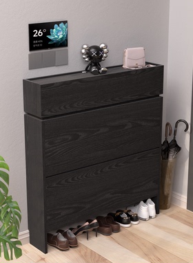 XBH实木鞋柜极窄超薄意式极简小户型入户门口玄关柜大容量隔断柜