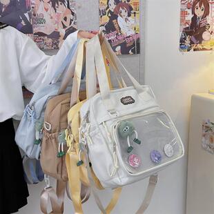 日系百搭高颜值单肩斜挎包ins学院风软妹女双肩包大容量吧唧痛包