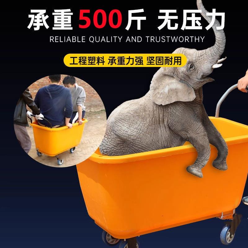 养殖场手推装饲料料车喂猪带刹车的四轮猪场特大号养猪小推车大轮