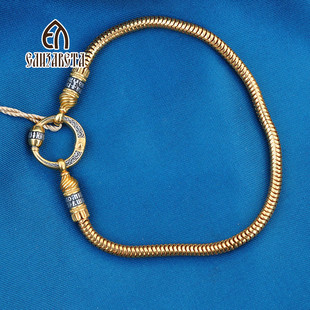 爱沙尼亚925银鎏金手链欧式复古蛇骨链东正纯银男女款500064