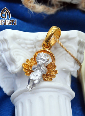 爱沙尼亚银饰925银吊坠可爱守护小天使坠情人节礼物吊坠81506