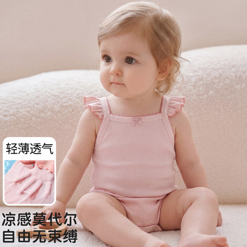 婴儿包屁衣夏季女宝宝吊带连体衣