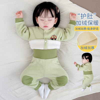 婴儿衣服加绒加厚德绒打底秋衣