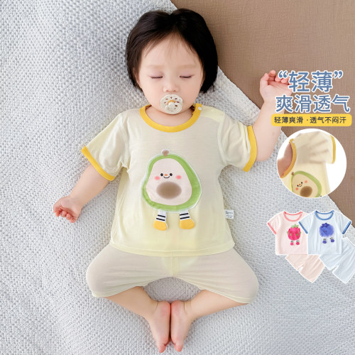 婴儿短袖分体套装宝宝夏季薄款
