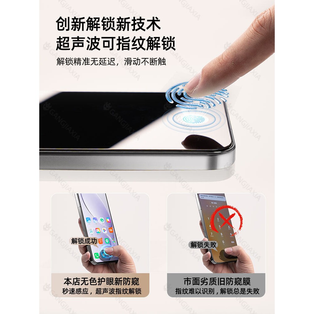 德国蓝猩[秒解锁]适用红米K80超声波钢化膜防窥redmik80Pro手机膜redmi全屏3D热弯k80防摔保护por高清防指纹