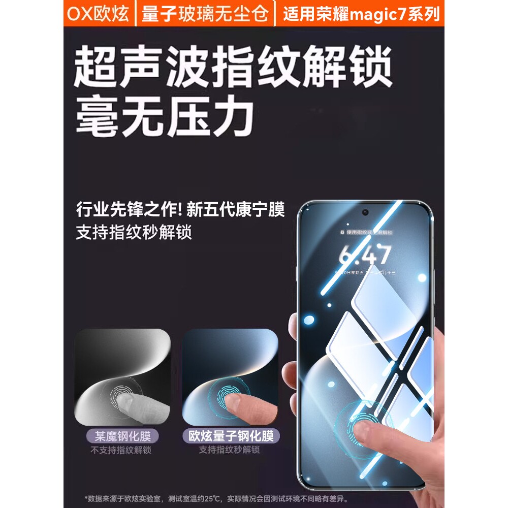 德国蓝猩【量子无尘仓】适用荣耀magic7钢化膜magic7pro手机膜新款超声波解锁magic6保护膜全屏honor5贴rs保