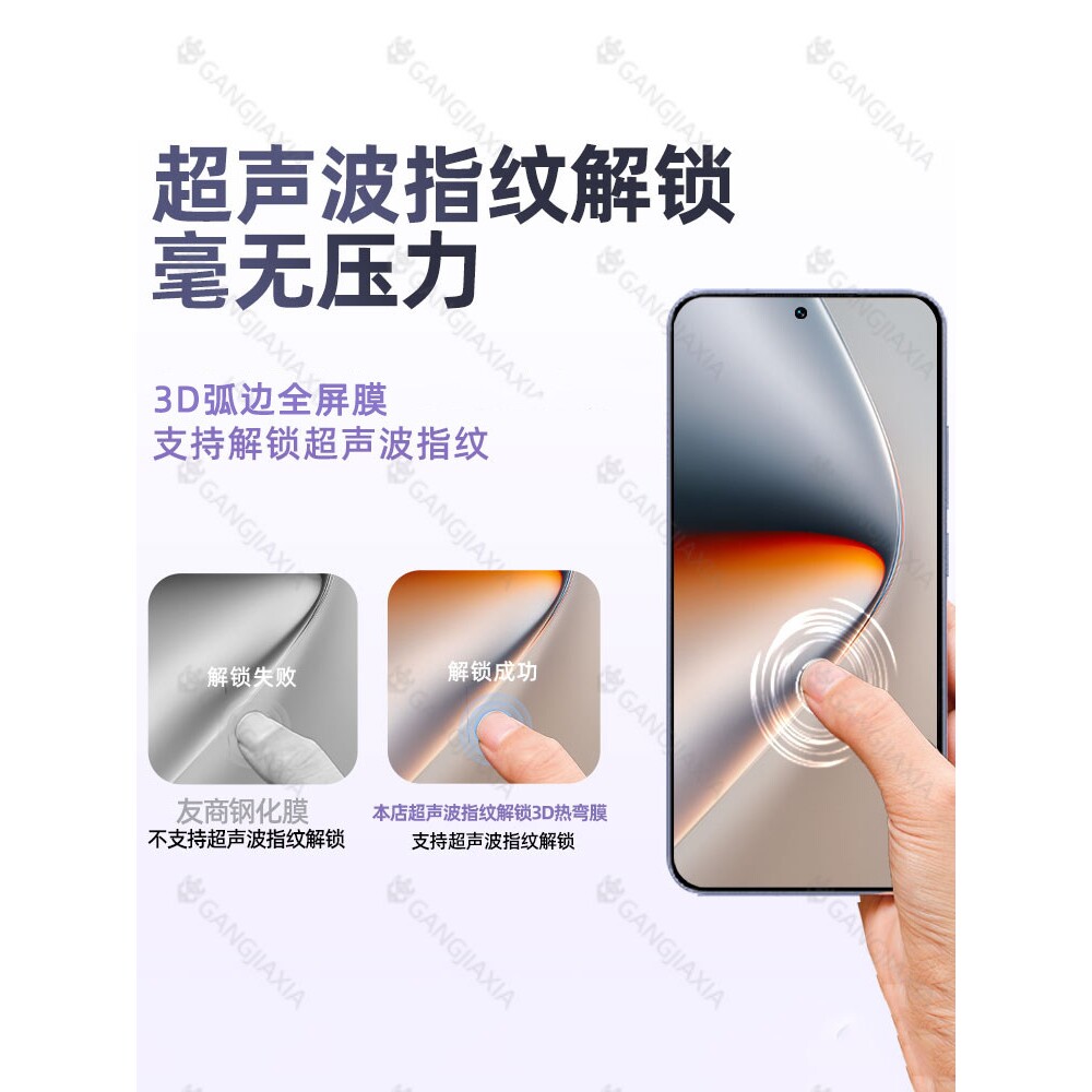 德国蓝猩【超声波秒解锁】适用华为荣耀GTPro钢化膜honor手机膜gt全屏Pro全包防摔保护防窥膜por高清防指纹gt