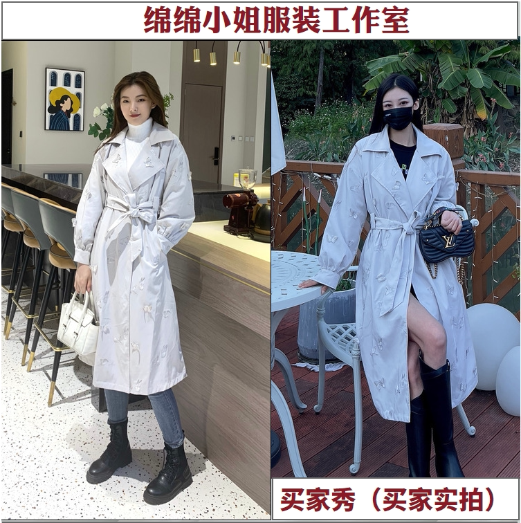 景甜司藤同款长款蝴蝶风衣女过膝超长春秋外套今年流行小个子大衣