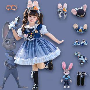 女童兔子警官朱迪洛丽塔连衣裙夏季短袖表演疯狂动物城公主生日潮