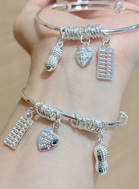 新款串珠算盘手镯女花生爱心镯子女友朋友钱串子