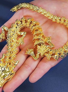 合金五爪金龙摆件可活动招财中国龙手把件家居办公室桌面装饰品