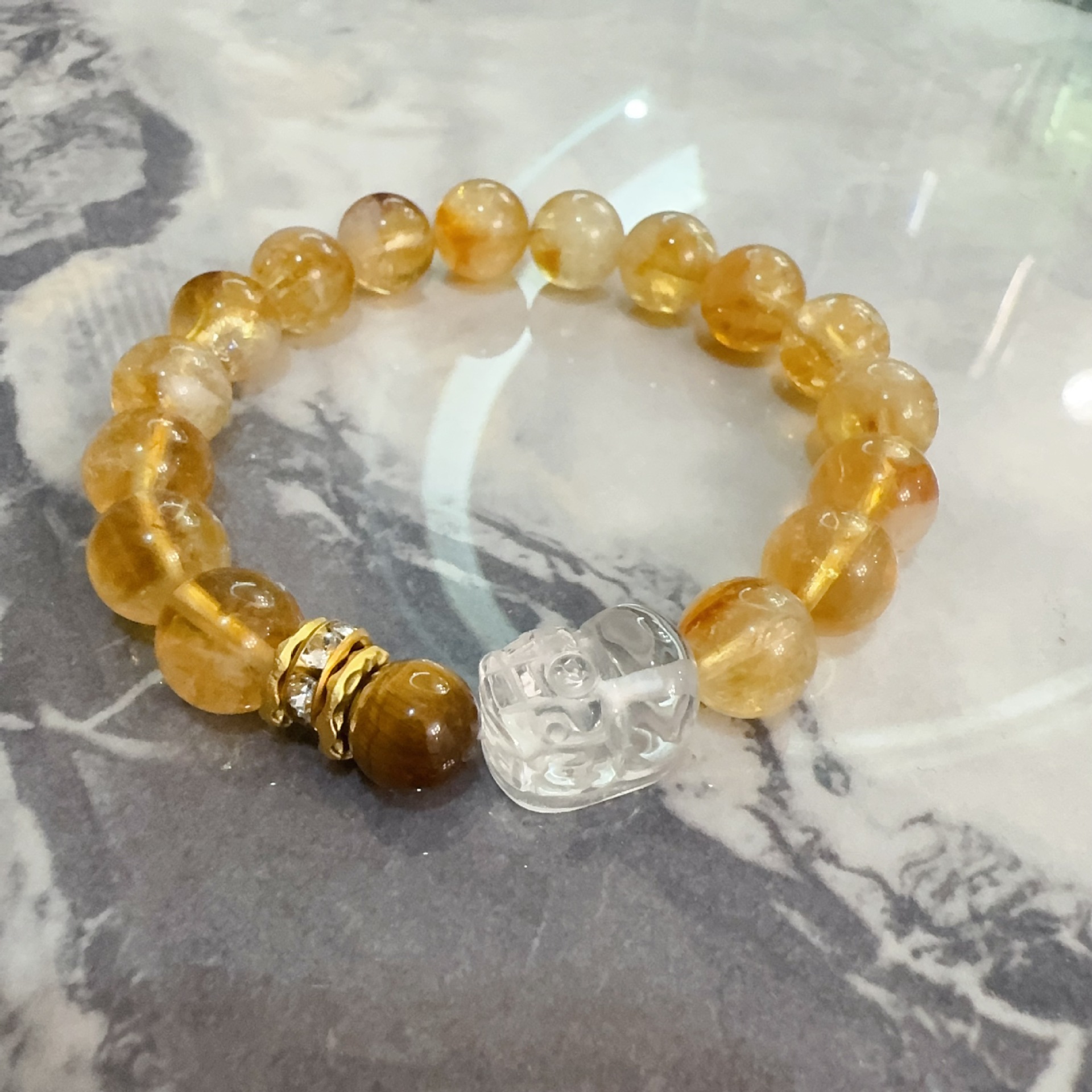 黄阿赛白水晶貔貅原创水晶手链设计款手串问完手链民族寺庙文创