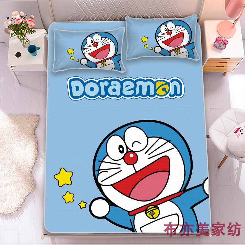 夏天叮当猫儿童冰丝凉席三件套