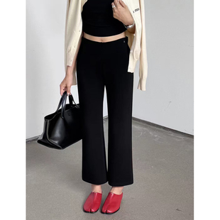 简约职场小黑裤 正品 高腰百搭鱼尾裤 微喇裤 AW2577 简谜九分高弹修身