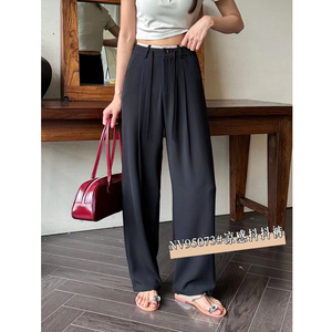 介麦新款薄料加长抖抖裤宽松显瘦长筒裤夏季垂坠阔腿裤西裤95073