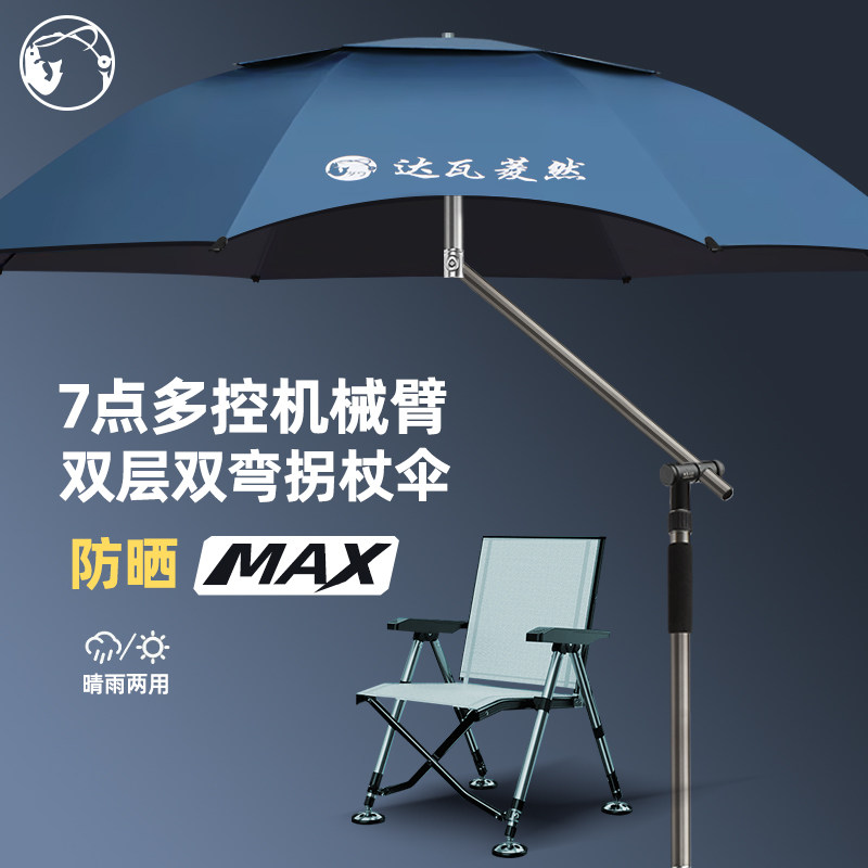 达瓦菱然2025新款大钓鱼伞户外露营车专用遮阳雨伞钓箱高端拐杖伞