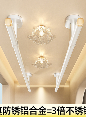 比人包安装不锈钢晒衣杆阳台固定式顶装晾衣架吊杆晒衣悬挂一整根