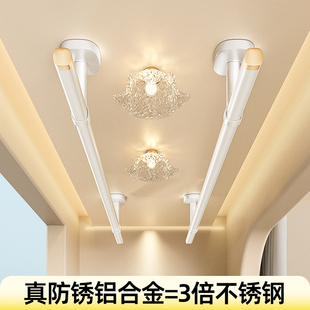 比人包安装不锈钢晒衣杆阳台固定式顶装晾衣架吊杆晒衣悬挂一整根