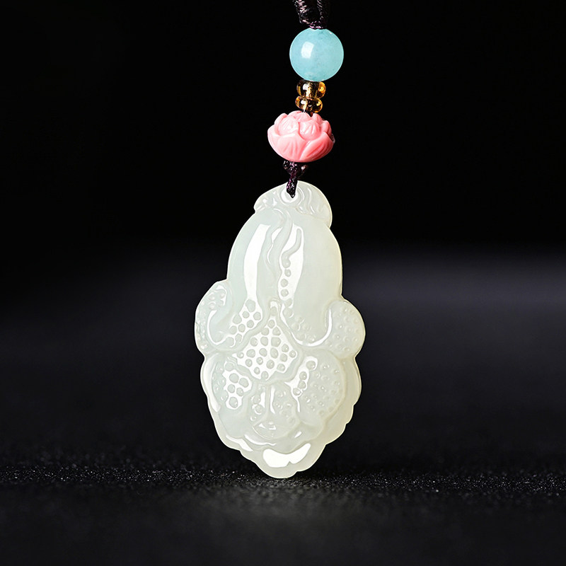 和田玉吊坠白菜玉佩百财聚来玉石挂件男女款转运饰品项链玉坠挂坠