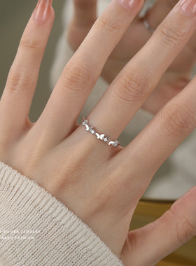 s999纯银戒指蝴蝶森系女