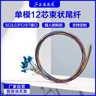 正通飞达12芯束状尾纤电信级单模尾纤12色终端盒熔纤盘尾纤SC/FC/LC/ST尾纤束状尾缆跳线