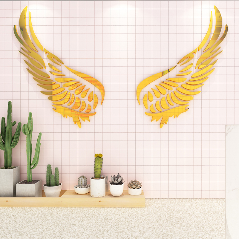 天使翅膀简约3d立体墙贴奶茶店墙面装饰亚克力贴纸创意卧室装饰画