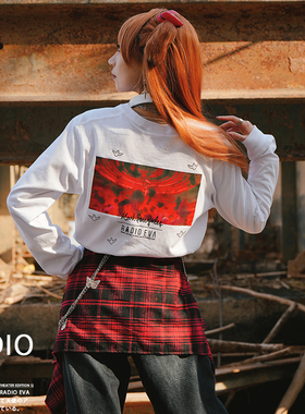 【新品】RADIO EVA官网联名T恤男长袖上衣潮流宽松动漫女秋冬卫衣