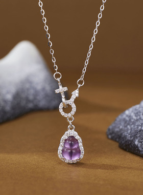 法国coss koko银城s925银紫水晶福禄项链女国潮风玉石福禄锁骨