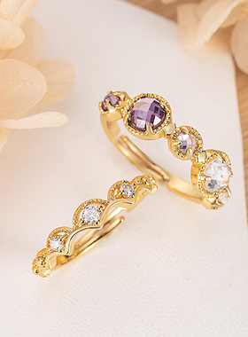 法国coss koko灭霸能量系托帕石月光石拉长石紫水晶轻奢戒指简约