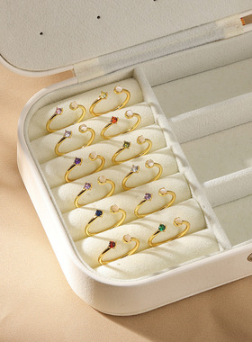 法国coss koko简约新款十二月份系列戒指彩色叠戴锆石戒指女士