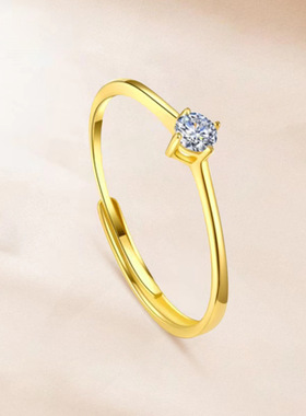 法国coss kokos925银星光璀璨锆石四爪单头戒指新中式风简约配饰