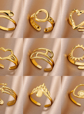 法国coss koko欧美简约戒指心形镂空戒指18k几何戒指男女